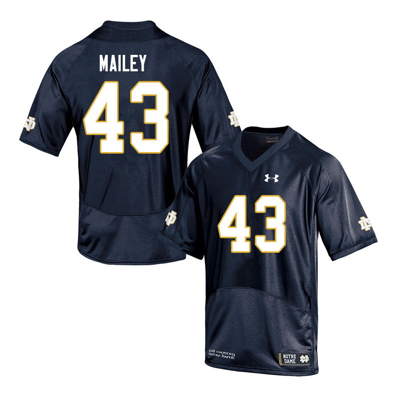 Men's NCAA Notre Dame Fighting Irish #43 Greg Mailey Stitched College Under Armour Authentic Navy Football Jersey EN10H47OQ